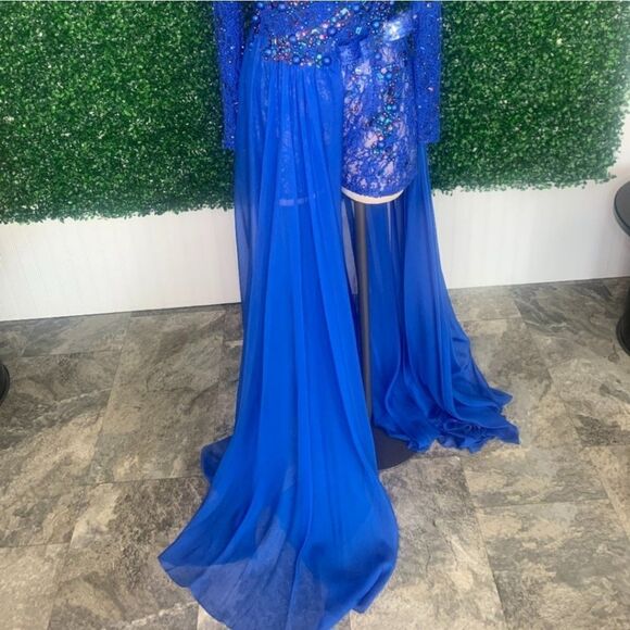 Royal Blue Gown Romper Dress MNM Couture - Picture 3 of 5